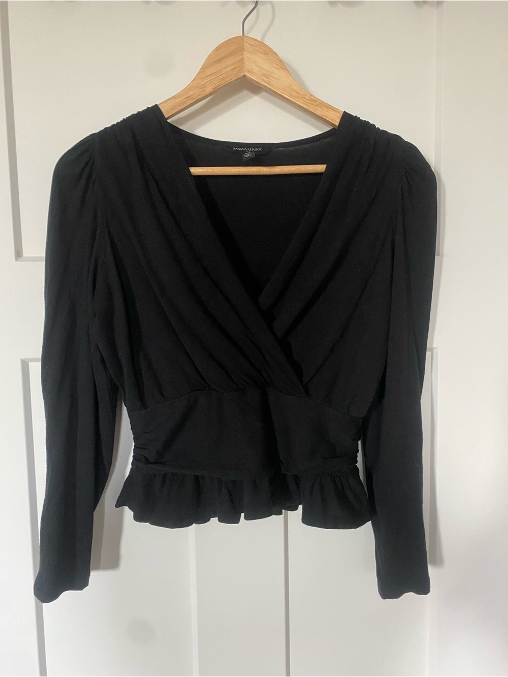 Banana Republic Black Wrap Peplum Blouse